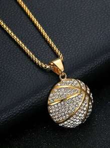 1款運動風格全鉆石籃球吊墜男士時尚項鍊 - 籃球 - 查看 7