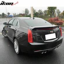 Trunk Spoiler Fits For 2016-2019 Cadillac ATS-V, V Style Unpainted Black ABS Plastic Rear Spoiler Deck Wing - Black - View 2