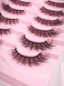 7 Pares Pestañas Postizas De Dibujos Animados Naturales, Diseño De Ojos Simples Y Llenos Con Extremo Puntiagudo - Pestañas Spiky Manga - Ver 6