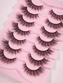 7 Pares Pestañas Postizas De Dibujos Animados Naturales, Diseño De Ojos Simples Y Llenos Con Extremo Puntiagudo - Pestañas Spiky Manga - Ver 4