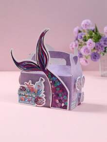4 Chủ Đề Nàng Tiên Cá Giấy Hộp Kẹo, Đuôi Nàng Tiên Cá DIY Dán 3D Xốp Keo Tắm, Sinh Nhật, Kẹo, Bánh Quy Đóng Gói Vật Dụng - Nhiều màu - Xem 3