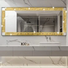 10入組鏡面效果腰線牆貼,亞克力自粘防水貼紙,適用於客廳沙發背景牆裝飾 - JM3458-金色 - 查看 3