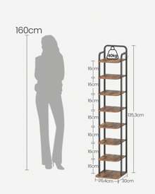 HaluPeit Vertical Shoe Rack, 8-Tier Shoe Racks, Shoe Tower For Small Spaces, Freestanding, Adjustable, Space Saving, Rustic Brown And Black - Brown - View 6