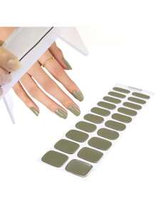 1 Box Durable Uv Gel Nail Stickers With Classic Solid Color Semi-Cured Nail Stickers, 20pcs Suitable For Fingers And Toes, Easy To Wear And Remove - Green - View 6