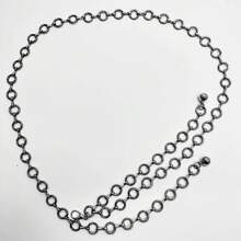 金屬圓圈裝飾的女式連鎖腰帶,加大號碼扩展腰鍊可以作為時尚配件,適合裙子、西裝或其他服裝 - 銀色 - 查看 5