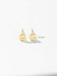 S925 可愛耳環結小耳環 925 純銀女孩首飾耳環 - 金黃色 - 查看 3