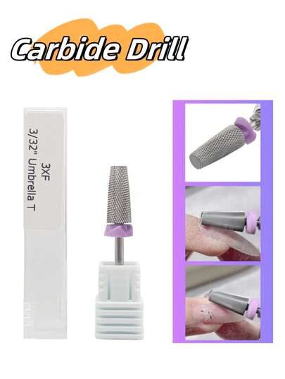 1pc Carbide Milling Cutter Professional Manicure Electric Rotary Manicure Machine Tungsten Drill Bit Nail Sanding Head For Removing Acrylic,Nail Supplies,Nail Tools,Nail Art Tools,Back To School,Nails,Nail Tools For Press On Nails