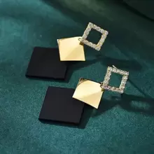 1 Paire De Boucles D'oreilles D'études En Forme De Diamant Haut De Gamme, Boucles D'oreilles Longues À La Mode De Style Coréen Pour Porter Au Quotidien Et Comme Cadeau D'halloween