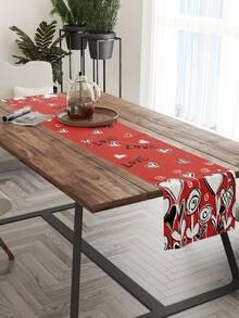 1入組情人節心形、花卉和字母圖案麻質桌墊，適用於餐廳 - 彩色 - 查看 5