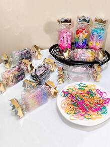 TPU透明黑啫喱色隨機出貨髮圈，髮圈派對小禮物 - 彩色 - 查看 1