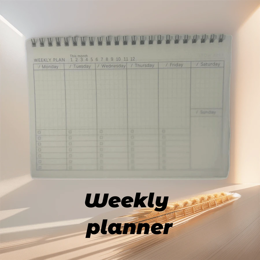 Time Management Plan, Self-Discipline Tracker, Study Plan, Punch Card, Weekly Planning Notebook, Daily Schedule Notebook, Spiral Bound Tear Off Notebook - Multicolor - View 1