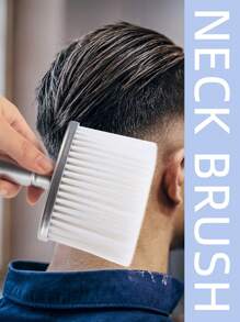 1支鍍銀髮掃,尼龍刷頭美容院理髮清潔刷,適用於頸部清潔的軟刷 - 銀色 - 查看 1