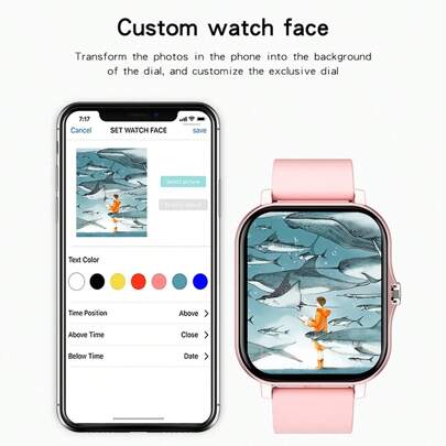 Smart Watch/Custom Wallpaper Music Control/Social APP Message Reminder/Incoming Call Reminder/SMS Reminder/Heart Rate/Multiple Exercises/Alarm Clock Reminder/Sedentary Reminder/Find Mobile Phone/Music Playback/Stopwatch/Pedometer/Distance/Calorie/Sleep Monitoring /Heart Rate Monitoring/Blood Pressure/Blood Oxygen/Search Device/Language Switch/Raise Your Hand To Brighten The Screen