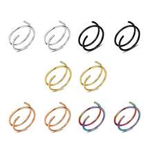20g雙環鼻環,外科鋼螺旋鼻環,男女通用鼻針飾品-8mm-銀黑金玫瑰金彩虹色,適用於單邊穿孔 - 彩色 - 查看 1