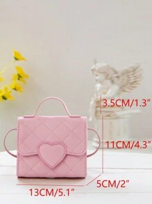 Gradient Heart Shaped Girls' Cute Flap Top Handle Bag - Pink - View 5