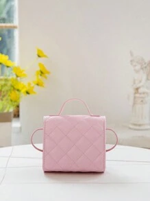 Gradient Heart Shaped Girls' Cute Flap Top Handle Bag - Pink - View 4