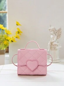 Gradient Heart Shaped Girls' Cute Flap Top Handle Bag - Pink - View 3