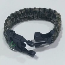 1pc Outdoor 4 In 1 Escape & Climbing Parachute Cord Bracelet With Whistle, Survival Compass, And Instructions. (No Flint Included) Camping Stuff - Multicolor - View 10