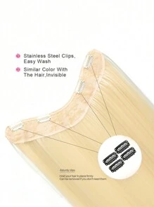 Hair Extensions Clip In Hair Extensions 16~28 Inch Straight Black Hair Extensions Synthetic V Hair Extension Suitable For Various Occasions Including Music Festivals, Parties, Cosplay, Holidays And All Seasons - Gold - View 5