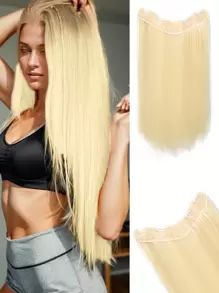 Hair Extensions Clip In Hair Extensions 16~28 Inch Straight Black Hair Extensions Synthetic V Hair Extension Suitable For Various Occasions Including Music Festivals, Parties, Cosplay, Holidays And All Seasons - Gold - View 2