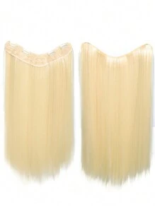 Hair Extensions Clip In Hair Extensions 16~28 Inch Straight Black Hair Extensions Synthetic V Hair Extension Suitable For Various Occasions Including Music Festivals, Parties, Cosplay, Holidays And All Seasons - Gold - View 6