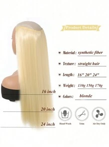 Hair Extensions Clip In Hair Extensions 16~28 Inch Straight Black Hair Extensions Synthetic V Hair Extension Suitable For Various Occasions Including Music Festivals, Parties, Cosplay, Holidays And All Seasons - Gold - View 4
