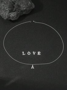 1入不鏽鋼街頭風格字母吊墜項鍊,個性化首字母吊墜,潮流男友禮物 - 銀色 - 查看 4