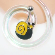 1入蝸牛造型肚臍環,性感、時尚、新鮮風格。用這款美妙的身體珠寶慶祝你的女性,是生日、聖誕節、周年紀念日、情人節、婚禮、畢業等完美禮物 - 黃色 - 查看 5