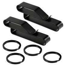 2個皮帶夾,帶有4個鑰匙扣,不銹鋼皮帶鑰匙夾,戰術鑰匙扣適用於警察和消防人員 - 黑色 - 查看 1