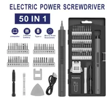 Professional Electric Screwdriver Set, DIY Hardware Tools For Mobile Phone Laptop Mini Precision Electric Screwdriver Rechargeable Screwdriver Set With LED Light - Black - View 1