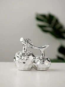 1個陶瓷蘋果造型的裝飾品,創意奢華風格工藝品,適用於桌面、辦公室和家居裝飾 - 銀色 - 查看 2