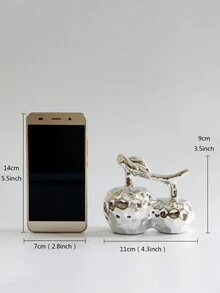 1個陶瓷蘋果造型的裝飾品,創意奢華風格工藝品,適用於桌面、辦公室和家居裝飾 - 銀色 - 查看 11