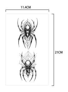 1 Piece Spider Tattoo Sticker Waterproof Durable Handsome Man Hand Back Neck - Black - View 6