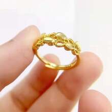 1 件镂空互锁心形可调节女士心形戒指 - 金色 - 查看 2