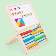 櫸木畫板計算架蒙特梭利數學玩具早期教算盤算盤加減法 - 彩色 - 查看 8