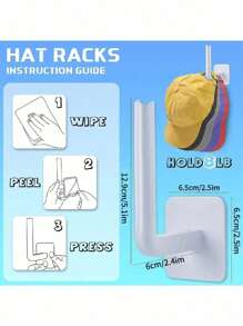 2入組帽架帽子架帽架帽子架帽子組織衣架掛鉤,棒球帽收納架,浴室收納架,壁掛式黏貼帽架,無需鑽孔,掛在牆上的帽子毛巾衣服掛鉤 - 灰色 - 查看 2