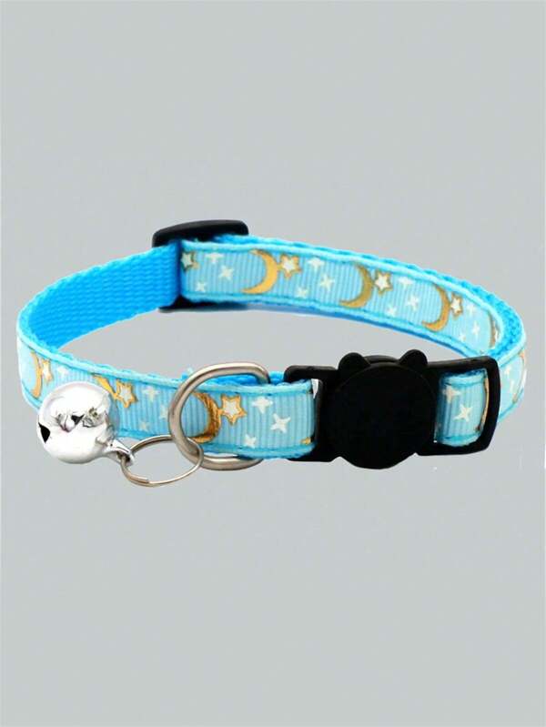 1pc Star & Moon, Cats & Dogs Collar With Buckle And Reflective Design