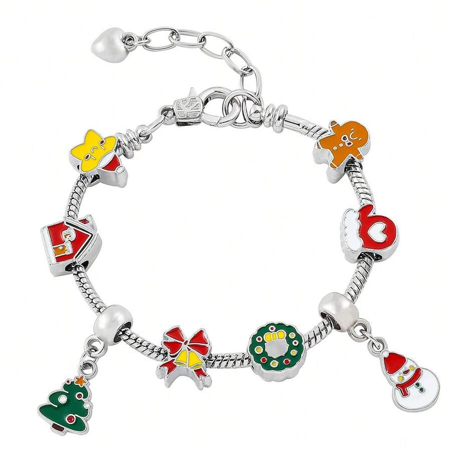 1 件聖誕樹、薑餅人、鈴鐺、串珠 Diy 手鍊配件 - 聖誕節手鍊 - 查看 1