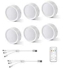 3/6入組無線可充電led吸盤壁燈,遙控器,吸盤設計,適用於廚房, 櫥柜, 橱窗 - 白色 - 查看 2