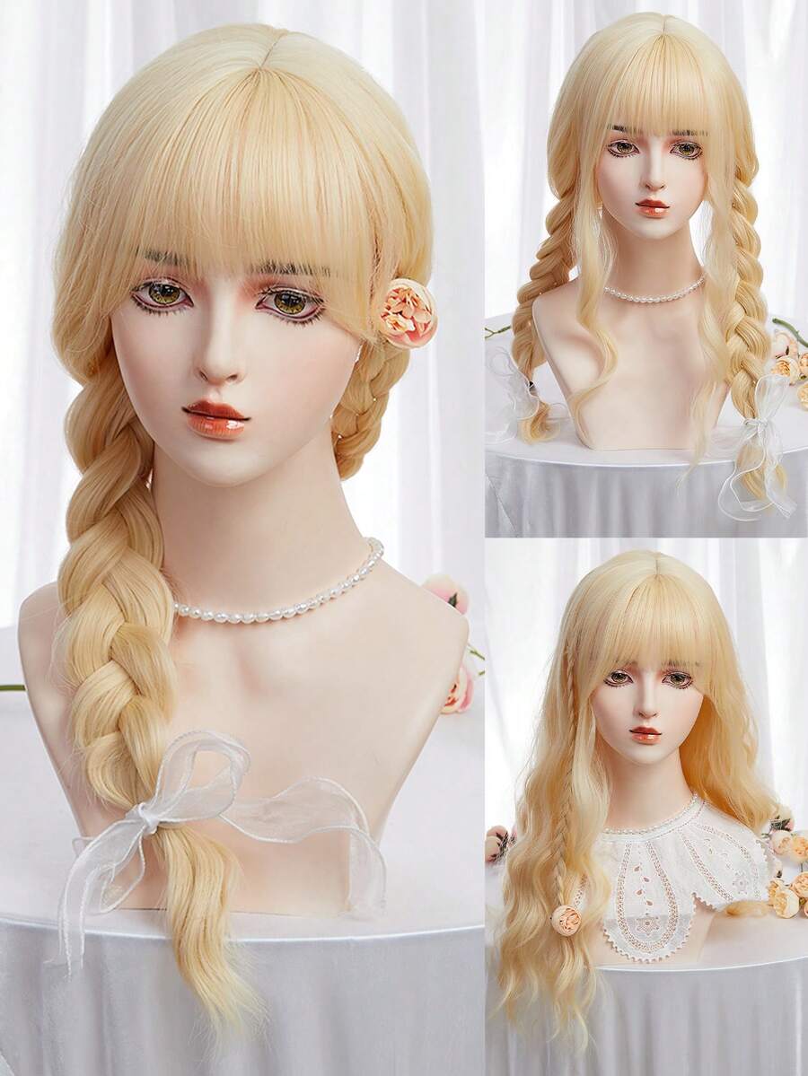 Haircube 26英吋合成纖維耐熱假髮,白金波浪卷假髮,迷人的cosplay日常生活均可佩戴