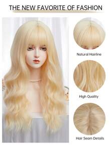 Haircube 26英吋合成纖維耐熱假髮,白金波浪卷假髮,迷人的cosplay日常生活均可佩戴 - 金色 - 查看 9