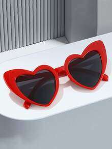 女性專屬愛心太陽眼鏡,復古聖誕節紅色可愛愛心貓眼造型,送禮自用皆宜 - 紅色 - 查看 8