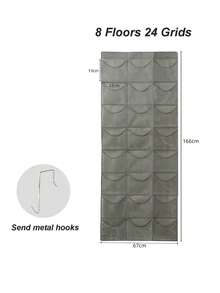 1pc 18-Pocket Cap Rack Baseball Cap Storage Organizer With 3 Hooks, Over The Door Cap Holder Organizer For Baseball Caps - Grey - View 8