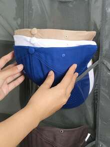 1pc 18-Pocket Cap Rack Baseball Cap Storage Organizer With 3 Hooks, Over The Door Cap Holder Organizer For Baseball Caps - Grey - View 5