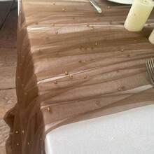 婚禮裝飾珍珠裝飾桌旗,優雅珍珠紗桌旗,婚禮拱門接待處超長桌旗,新娘禮物 - 咖啡棕 - 查看 6