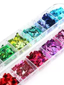 12片心形美甲亮片，1盒，闪亮镜面银色、红色、粉色心形薄片，美甲亮片，DIY美甲装饰，美甲饰品，美甲宝石，美甲用品 - 彩色 - 查看 8