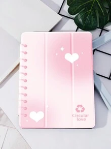 粉紅色Love活動書套，適用於iPad 10.2英寸2021/2020年第9/第8代iPad，適用於華為Matepad 10.4/ Tab/Xiaomi，帶筆筒，支持自動睡眠/喚醒功能 - 粉色 - 查看 4