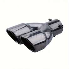 phổ cập Ô tô/xe hơi Phụ kiện Thép không gỉ Đen 2.5 Inch Gấp đôi Mặc ngoại Thẳng Hơi thoát ra Đường ống - màu đen - Xem 6