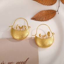 仿金花朵蝴蝶吊墜耳環,復古獨特的花盆形懸環耳環,母親節情人節獨特迷人的女性珠寶禮品 - 花籃耳環 - 查看 8