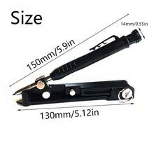 Woodworking Graffiti Line Measurement Multifunctional Shape Taking Tool Writing With Deep Hole Pencil,Multifunction Scribing Tool Aluminum Alloy Scribe With Deep Hole Pencil DIY Woodworking Gauge Contour Measuring - Black - View 2